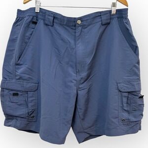 World Wide Sportsman Cargo Shorts Men's 42 Blue Nylon Fishing Hiking Outdoors 8"